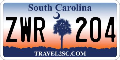 SC license plate ZWR204