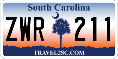 SC license plate ZWR211