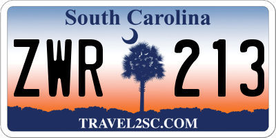 SC license plate ZWR213