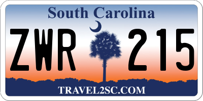 SC license plate ZWR215