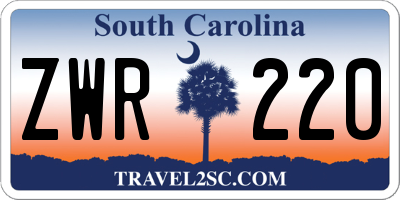 SC license plate ZWR220