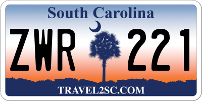 SC license plate ZWR221