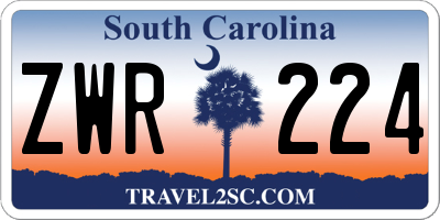 SC license plate ZWR224