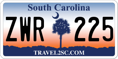 SC license plate ZWR225