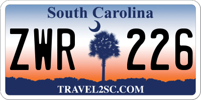 SC license plate ZWR226