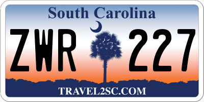 SC license plate ZWR227