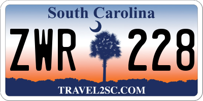SC license plate ZWR228