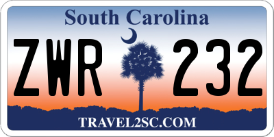 SC license plate ZWR232