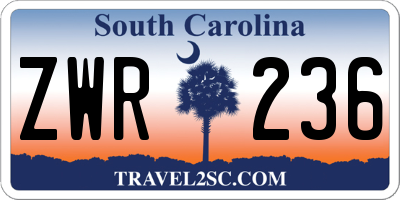 SC license plate ZWR236