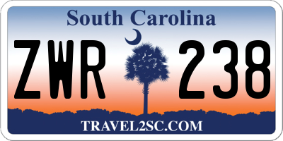 SC license plate ZWR238