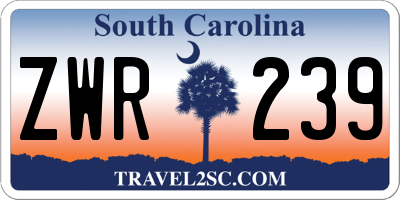 SC license plate ZWR239