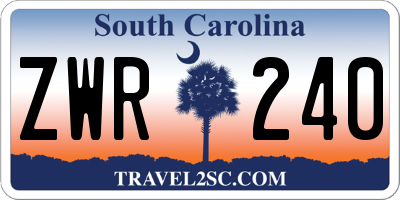 SC license plate ZWR240