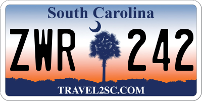 SC license plate ZWR242