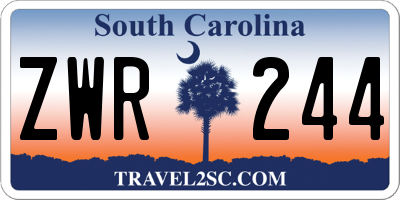 SC license plate ZWR244