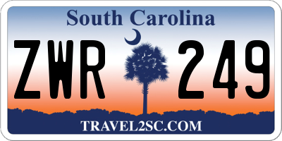SC license plate ZWR249