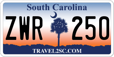 SC license plate ZWR250