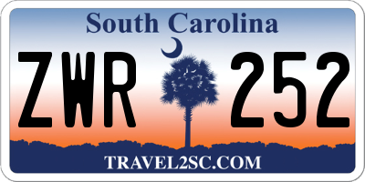 SC license plate ZWR252