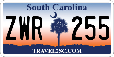 SC license plate ZWR255