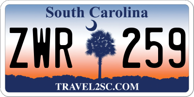 SC license plate ZWR259