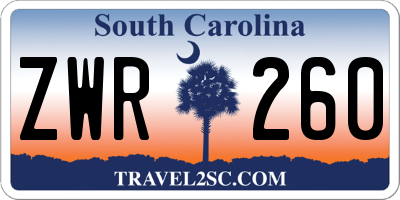 SC license plate ZWR260
