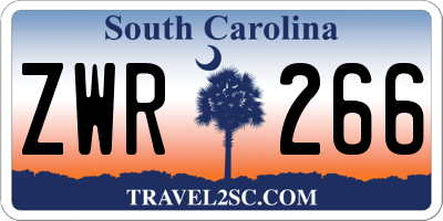 SC license plate ZWR266