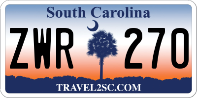 SC license plate ZWR270