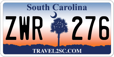 SC license plate ZWR276