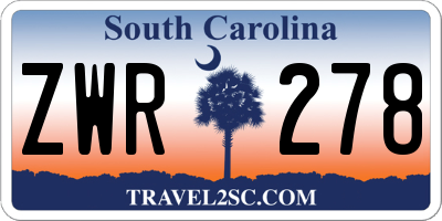 SC license plate ZWR278