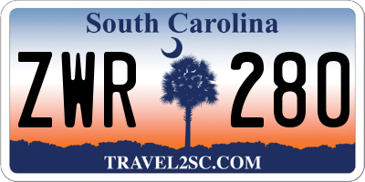 SC license plate ZWR280