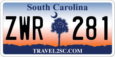 SC license plate ZWR281