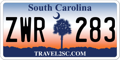 SC license plate ZWR283