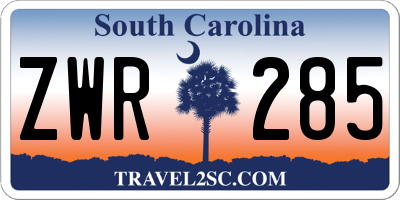 SC license plate ZWR285