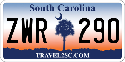 SC license plate ZWR290