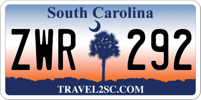 SC license plate ZWR292