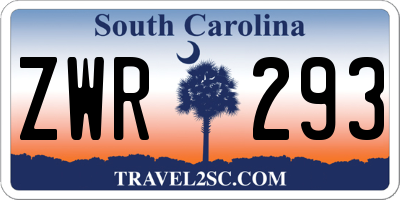 SC license plate ZWR293