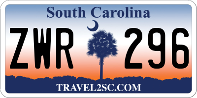 SC license plate ZWR296