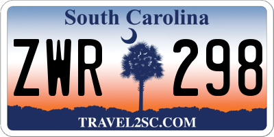 SC license plate ZWR298