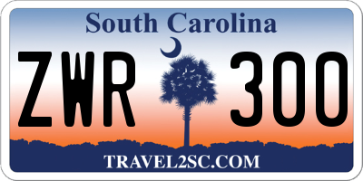 SC license plate ZWR300