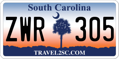 SC license plate ZWR305