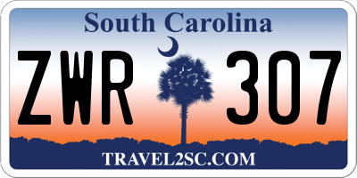SC license plate ZWR307