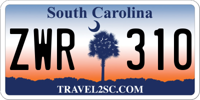 SC license plate ZWR310