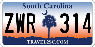 SC license plate ZWR314
