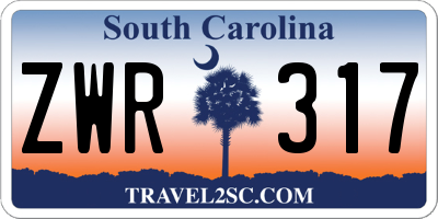 SC license plate ZWR317