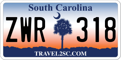SC license plate ZWR318