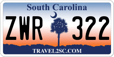 SC license plate ZWR322