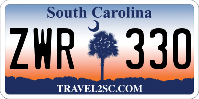 SC license plate ZWR330
