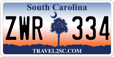 SC license plate ZWR334