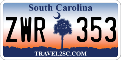 SC license plate ZWR353