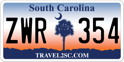 SC license plate ZWR354