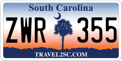 SC license plate ZWR355